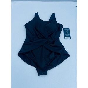 Miraclesuit Illusionist Palma One Piece Swimsuit Black 22W Tummy Control